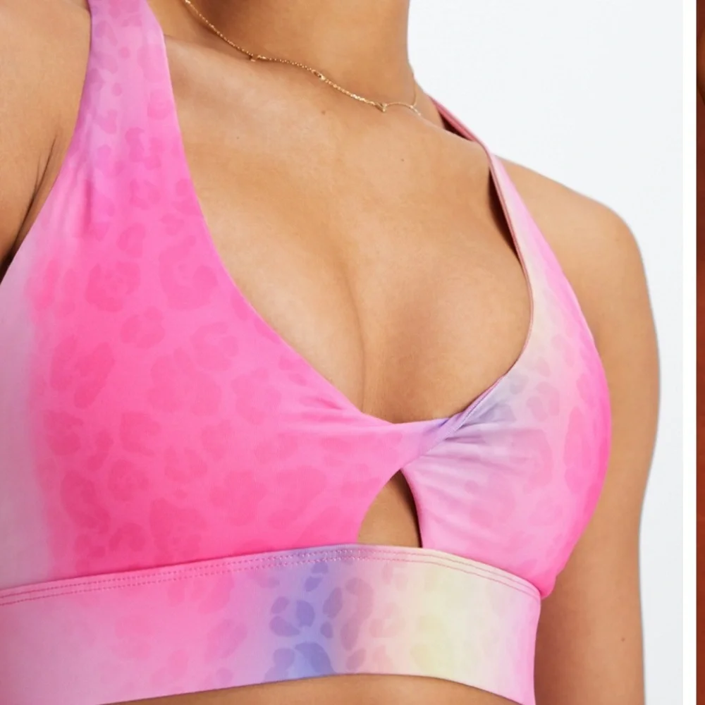 Fabletics Pink Ombre Leggings & Sports Bra Set